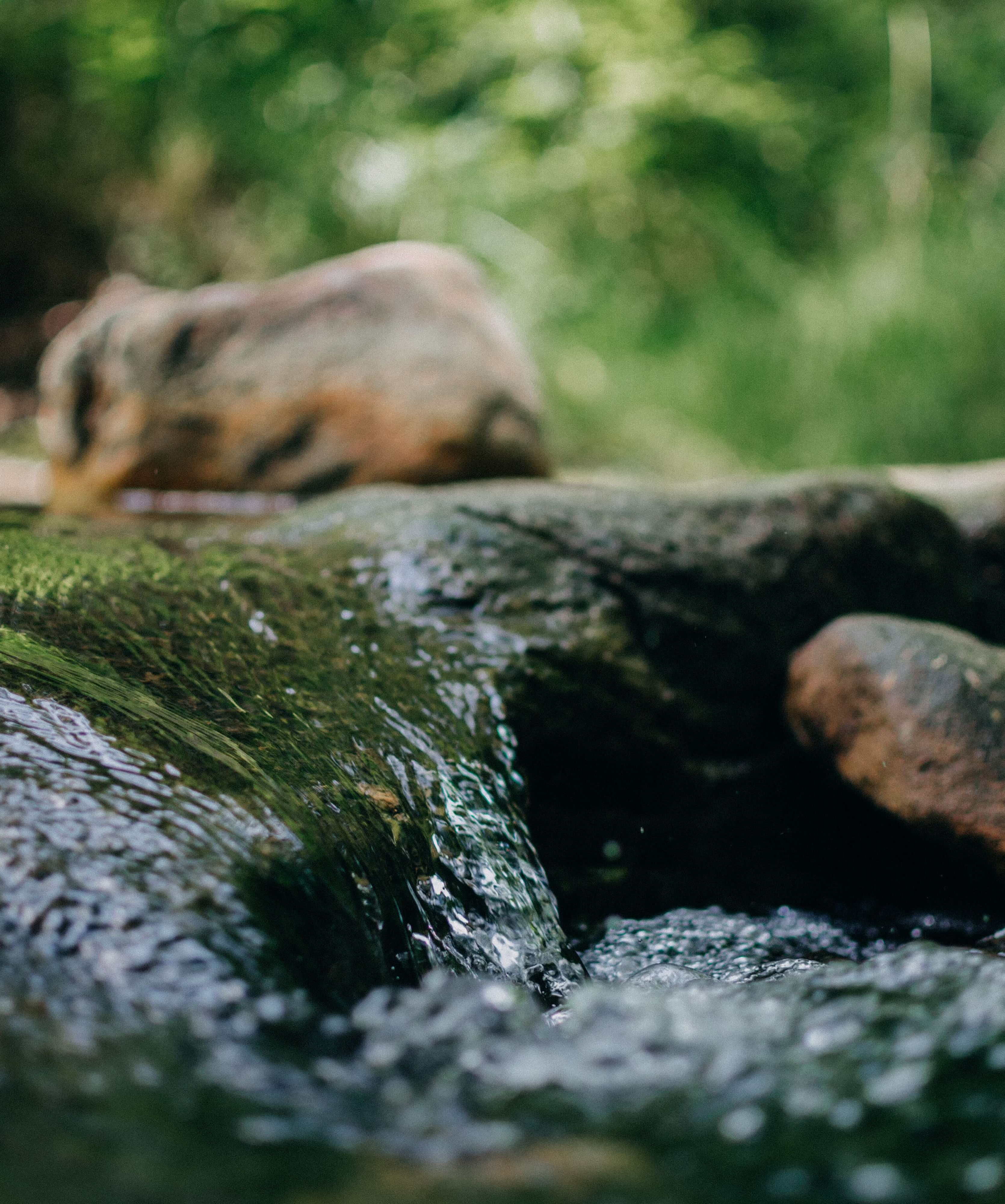 Water running over rocks
