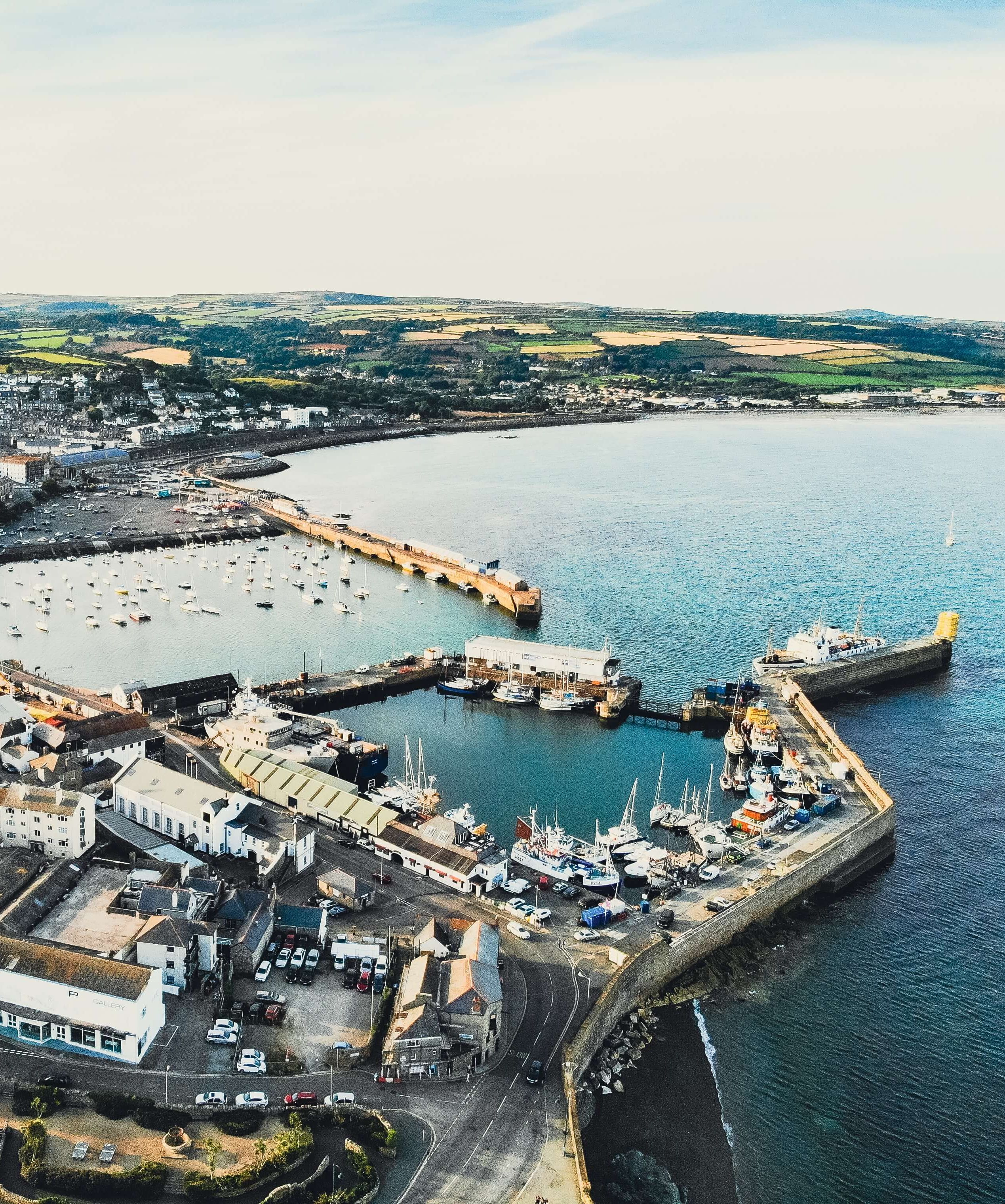 Aerial view of Penzance harbour