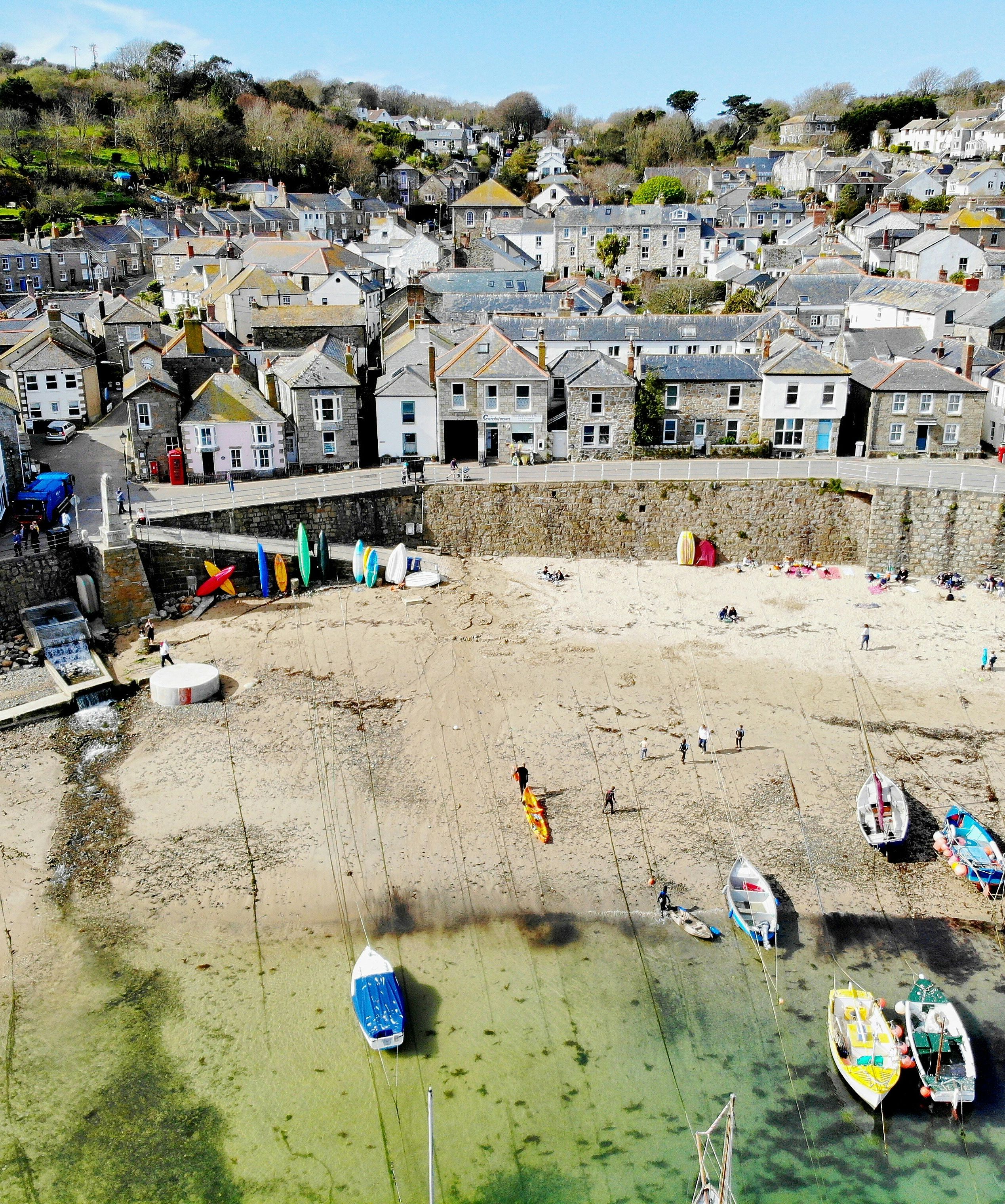 Aerial view of seaside town