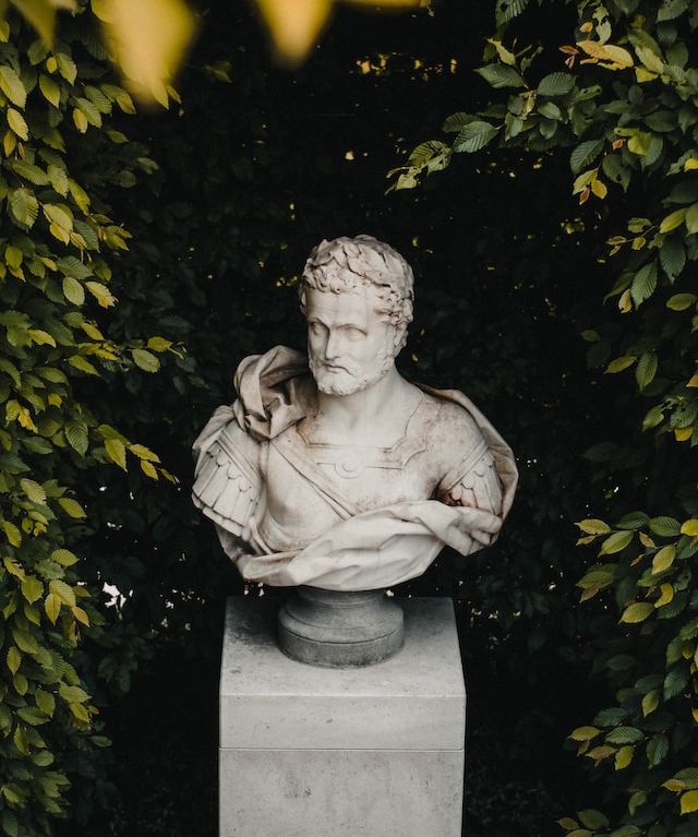 Stone sculpture in garden