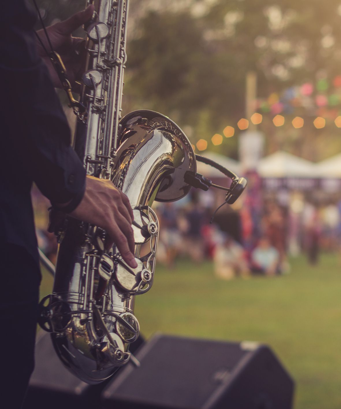 Saxophone player at music festival